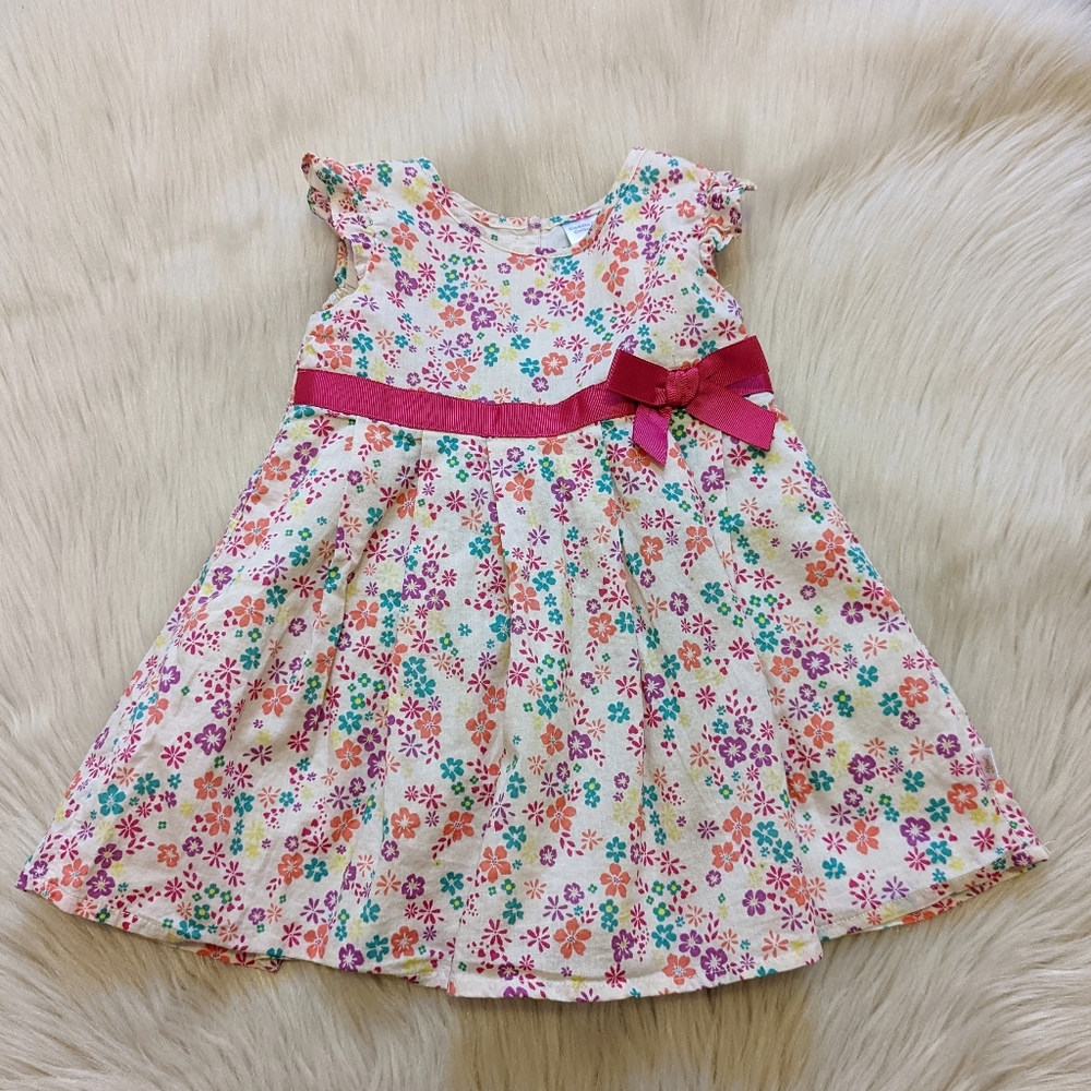 Cuddle Bear Collection cream with colorful floral print dress size 12 M